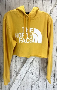 The North Face Yellow Cut Off  Cropped Hoodie Small - Picture 1 of 3