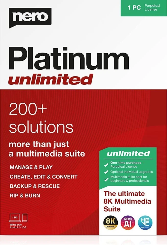 Nero Platinum Unlimited 200+ Solutions Multimedia Suite