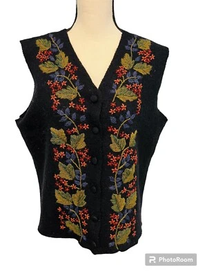 Vintage New Old Stock Eagle’s Eye Boiled Wool Embroidered Button Down Vest L - Image 1 of 4