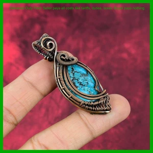 Weihnachtsangebot Kupfer natürlicher tibetischer Türkis Draht umwickelt Frau Geschenk Anhänger - Bild 1 von 6