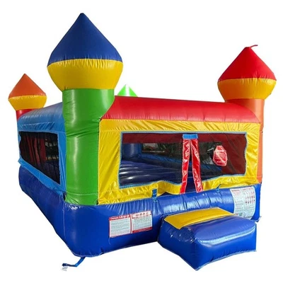 Castillo de salto inflable comercial para casa de rebote arco iris niños pequeños SIN soplador Foto 1 de 4
