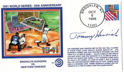 1996 Z SILK CACHET ENVELOPE TOMMY HENRICH AUTOGRAPH SIGNED JSA COA NY YANKEES - Image 1 of 3