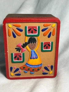 Epcot Center Mexico Handpainted Wooden Box - Picture 1 of 9