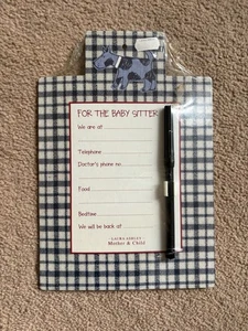 Vintage Laura Ashley Babysitter Memo Board Wipe Off Reusable New - Picture 1 of 3