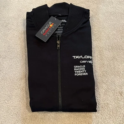 New TaylorMade Oracle Red Bull Racing Men’s X-Large Black Full Zip Bomber Jacket - Image 1 of 4