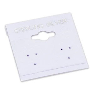 100-pc Jewelry Display Hanging Earring Cards (White Flocked w/Sterling Silver... - Picture 1 of 1