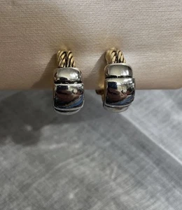 Vintage Gold & Silver Tone Hoop Clip on Earrings Jewelry XW-30 - Foto 1 di 7