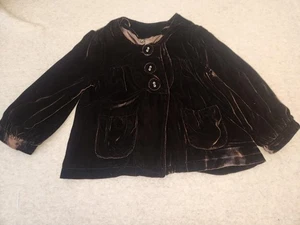 Chaqueta Columpio Ambition Terciopelo Pequeña Marrón Mezcla Seda Forrada Parche Bolsillos Babydoll - Imagen 1 de 13