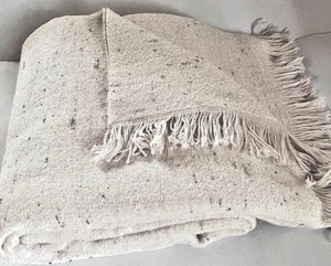 Sferra Mercurio Wool Blend Throw Blanket Tan/Gold Metallic Yarns 55x71 Italy New - Picture 1 of 8
