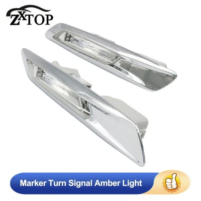 Fit BMW 528i 535i 550i F10 2PCS Side Marker Turn Signal Amber Light Silver Tone - Imagem 1 de 4