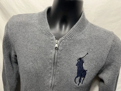 Polo Ralph Lauren Cardigan Boys Large 14-16 Gray Full Zip Big Pony 3 Logo - Image 1 of 4
