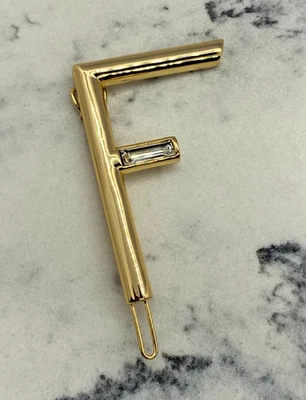 Auth FENDI F Gold Tone Hair Clip Barrette - Pre owned / LV5675 - Image 1 of 4
