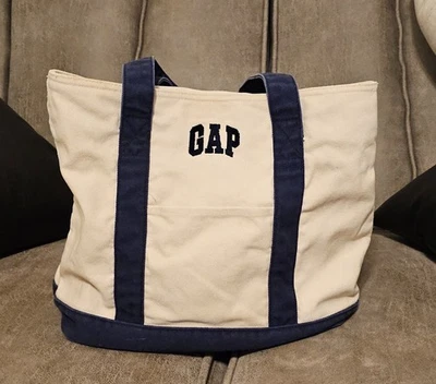 Bolso de Mano GAP Barco Pequeño Ligero Lona Correas Azules  Foto 1 de 4