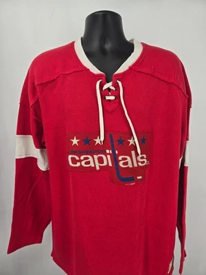 Reebok Washington Capitals 2XL Red White Retro Jersey Adult Long Sleeve - Image 1 of 4