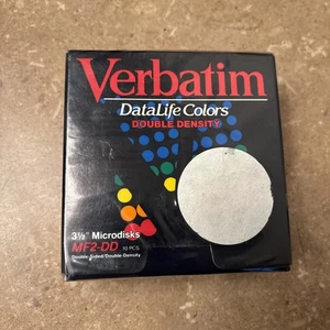 Microdisques Verbatim 3,5" MF2-DD DataLife Colors - Lot de 10 scellés - Vintage 1990 - Photo 1/4
