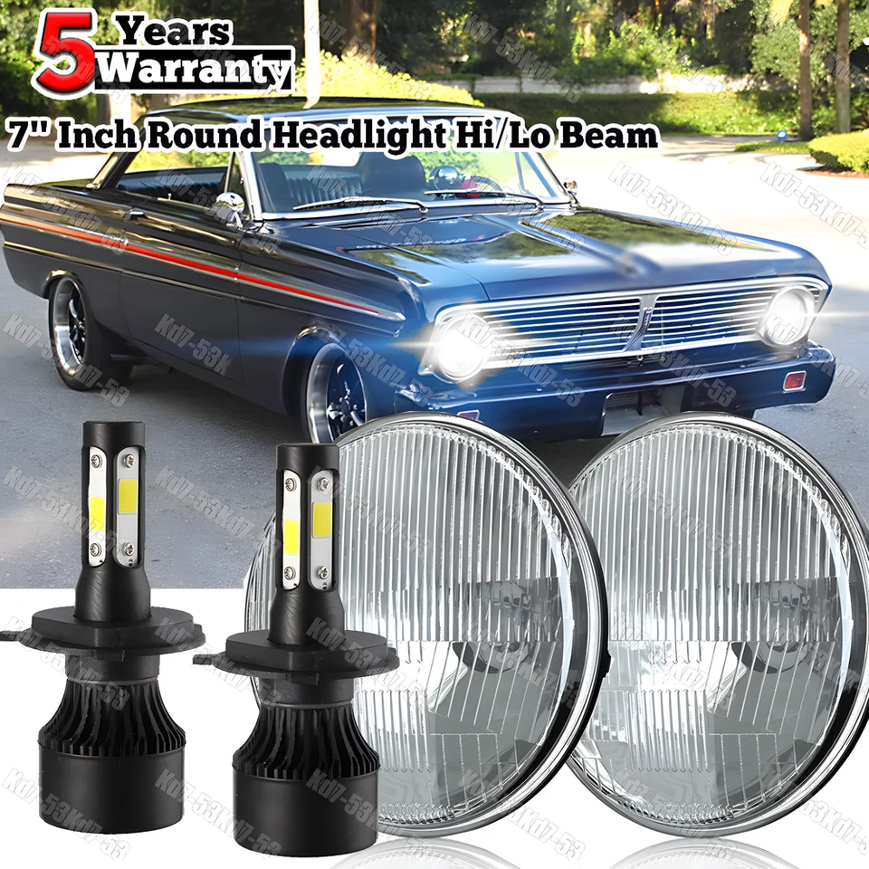 Faro LED redondo de 7" de haz alto bajo para Ford Falcon 1961-1965 sedán entrega 2 piezas Foto 1 de 4