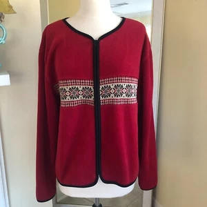 Premier International Nordic Soft Fleece Cardigan Large Full Zip Maroon Winter - Picture 1 of 10