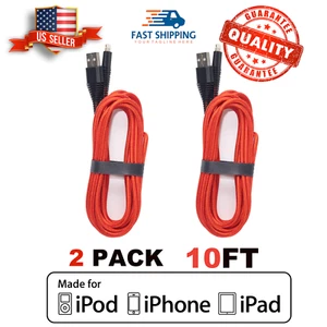 2 Pack Fast Charger Cable Heavy Duty For iPhone 14 13 12 11 X XR 8 Charging Cord - Picture 1 of 9