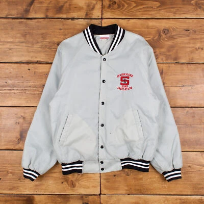 Vintage Hartwell Varsity Jacket L 90s USA Made Grey Snap - Image 1 of 4