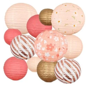 Paper Lanterns Decorative, Wedding Decorations with Daisy Pattern, Hanging Pink - Picture 1 of 7