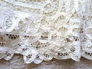 Falda Granate Colina Battenberg-como encaje crema marfil hasta la rodilla 8 todo algodón usado - Imagen 1 de 14