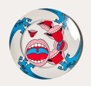 2024New - Tadanori Yokoo Original Pop Art Tableware - Mouth Wave Meat Dish - Picture 1 of 5