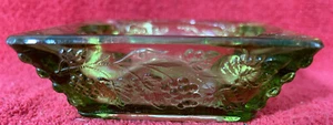 Green Paneled Grape Leaf Square Ashtray MCM 4" Square Vintage - Picture 1 of 11