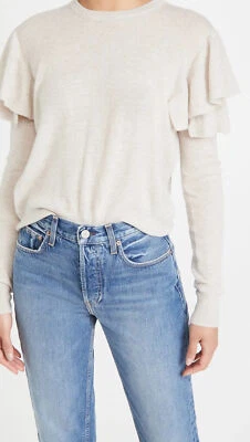 Suéter Pullover Otoño Cachemira Marfil Avena Tejido Cachemira con Volantes Talla XS Foto 1 de 4