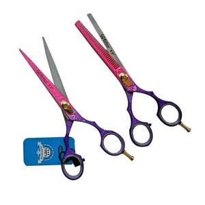Xcellence Professional Hair Cutting Scissor Shears Set of 4 Pink / Purple - Picture 1 of 12