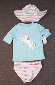 NUEVO NUEVO CON ETIQUETAS Carters 3 piezas 6/6x Conjunto de Natación Niñas Unicornio Parte Superior Inferior y Gorra Sombrero - Imagen 1 de 9