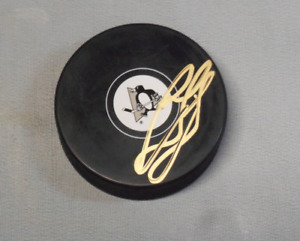 Ron Francis, Pittsburgh Penguins, Signed Penguins Logo Puck, Gold Ink, COA