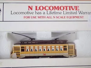 BACHMANN N LOCOMOTIVE # 61098 YELLOW BRILL TROLLEY #36. - Picture 1 of 3