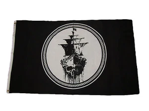 3x5 Jolly Roger Pirate Black Sea Ghost Ship Black Pearl Flag 3'x5' Grommets - Picture 1 of 5