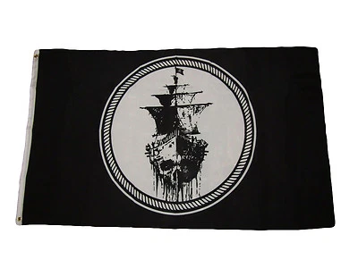 3x5 Jolly Roger Pirate Black Sea Ghost Ship Black Pearl Flag 3'x5' Grommets - Image 1 of 4