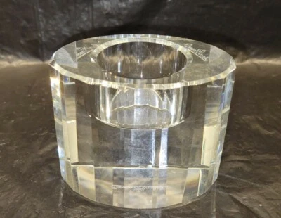 ROSENTHAL FACETED CRYSTAL OVAL VOTIVE CANDLE HOLDER (EUC) #3662  - Image 1 of 4