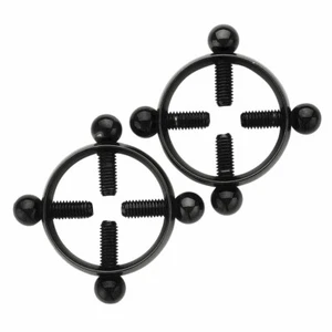 UK_1 Pair Adjustable_Nipple Shields Rings Circle Clamps Faux Jewelry Screw Clips - Picture 1 of 48