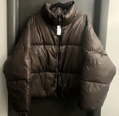 NWT Women's Old Navy Quilted High Neck Puffer Jacket  Dark Brown 2XL XXL $60 - Image 1 of 4
