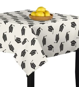 Graduation Caps Allover Signature Square Tablecloth Assorted Sizes - Picture 1 of 1