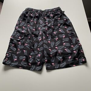 Hanalei Bay Men's Black Gray Pink Flamingo Swim Trunk Board Shorts Size XL (18)
