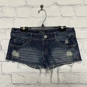 Mini pantalones cortos vaqueros vintage Y2K SWS grunge desgastados tiro bajo talla 7 - Imagen 1 de 5