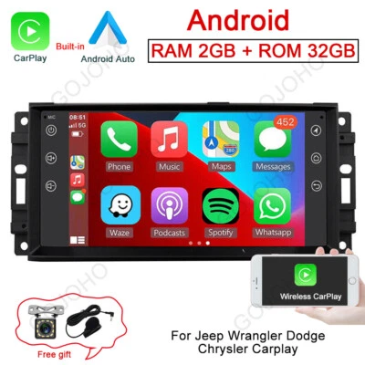 Android 13 Car Radio For Jeep Wrangler Dodge RAM Chrysler Stereo GPS Carplay BT - Image 1 of 4
