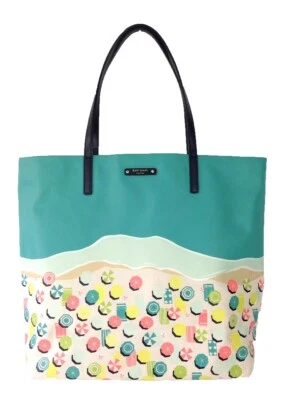 Bolso de Mano Kate Spade Beach Scene Sand Hill Circle Bon Shopper Algodón Lona 13" x 13" Foto 1 de 4