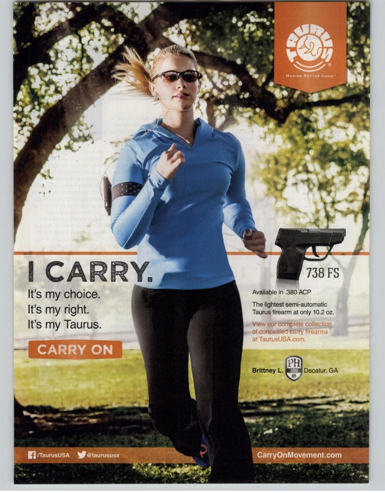 Pistola Taurus 738 FS 2014 .380 ACP de colección revista impresión publicidad arte promocional Foto 1 de 4