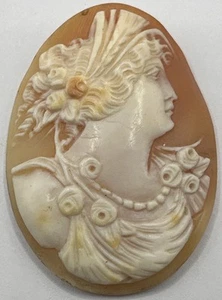Antique Loose Carved Oval Shape Cameo Of Woman’s Side Profile(12.08gr) - Picture 1 of 4