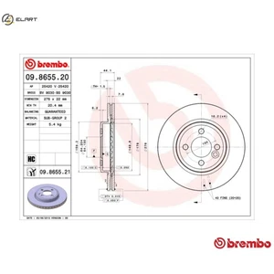 2x BRAKE DISC 09.8655.21 FOR MINI W17 D14 /1ND 1.4L W10 B14 A 1.4L 4cyl - Picture 1 of 10