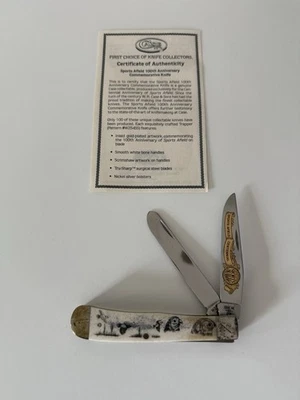 Vintage Case Knife Trapper 254 XX 002/100 Bone Gold Etch Scrimshaw Rare USA - Image 1 of 4