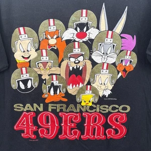 Vintage San Francisco 49ers Shirt NFL Football Warner Bros Looney Tunes VTG 90s - Afbeelding 1 van 12