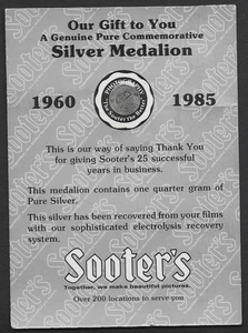 1985 Sooter's Newfoundland Pure Silver Medallion 0,25 gr aus Film geborgen - Bild 1 von 2