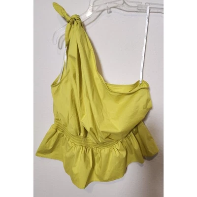 Marc NY Andrew Marc Asimétrico Peplum Chartreuse Corbata Un Hombro Volantes Top Lg Foto 1 de 4