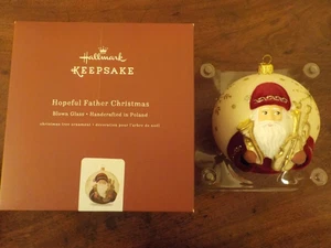 Hallmark Andenken 2017 Hoffnungsvoller Weihnachtsmann, mundgeblasenes Glas Ornament, Polen - Bild 1 von 9